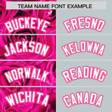 Custom Pink Silver Split Rose Print Authentic Baseball Jersey