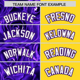 Custom Purple Gold Split Rose Print Authentic Baseball Jersey