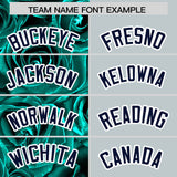 Custom Aqua Silver Split Rose Print Authentic Baseball Jersey