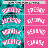 Custom Aqua Pink Split Rose Print Authentic Baseball Jersey