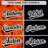 Custom Orange Black Split Rose Print Authentic Baseball Jersey
