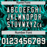 Custom Aqua Black Split Rose Print Authentic Baseball Jersey