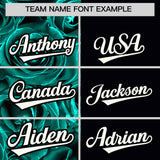 Custom Aqua Black Split Rose Print Authentic Baseball Jersey