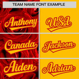 Custom Red Yellow Split Rose Print Authentic Baseball Jersey