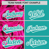 Custom Pink Aqua Split Rose Print Authentic Baseball Jersey