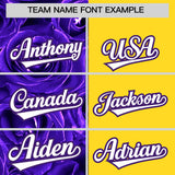 Custom Purple Gold Split Rose Print Authentic Baseball Jersey