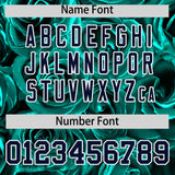 Custom Aqua Silver Split Rose Print Authentic Baseball Jersey