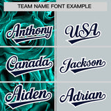 Custom Aqua Silver Split Rose Print Authentic Baseball Jersey