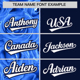 Custom Powder Blue Navy Split Rose Print Authentic Baseball Jersey