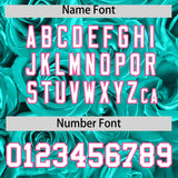 Custom Aqua Pink Split Rose Print Authentic Baseball Jersey