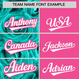 Custom Aqua Pink Split Rose Print Authentic Baseball Jersey