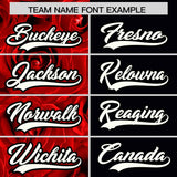Custom Red Black Split Rose Print Authentic Baseball Jersey