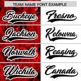Custom Red White Split Rose Print Authentic Baseball Jersey