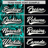 Custom Aqua Black Split Rose Print Authentic Baseball Jersey