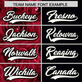 Custom Crimson Black Split Rose Print Authentic Baseball Jersey