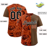 Custom Texas Orange Light Brown Split Rose Print Authentic Baseball Jersey