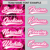 Custom Pink Silver Split Rose Print Authentic Baseball Jersey