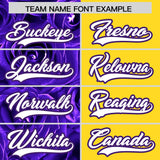 Custom Purple Gold Split Rose Print Authentic Baseball Jersey