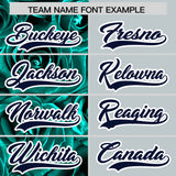 Custom Aqua Silver Split Rose Print Authentic Baseball Jersey