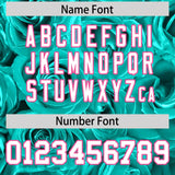 Custom Aqua Pink Split Rose Print Authentic Baseball Jersey