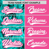 Custom Aqua Pink Split Rose Print Authentic Baseball Jersey