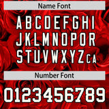 Custom Red Black Split Rose Print Authentic Baseball Jersey