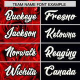 Custom Red Black Split Rose Print Authentic Baseball Jersey