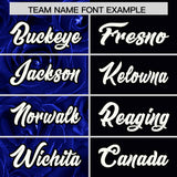 Custom Royal Black Split Rose Print Authentic Baseball Jersey