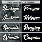 Custom Silver Black Split Rose Print Authentic Baseball Jersey