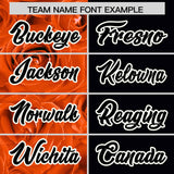 Custom Orange Black Split Rose Print Authentic Baseball Jersey