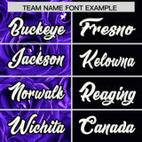 Custom Purple Black Split Rose Print Authentic Baseball Jersey