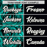 Custom Aqua Black Split Rose Print Authentic Baseball Jersey