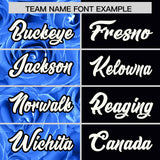 Custom Powder Blue Black Split Rose Print Authentic Baseball Jersey