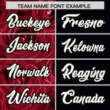 Custom Crimson Black Split Rose Print Authentic Baseball Jersey