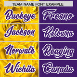Custom Gold Purple Split Rose Print Authentic Baseball Jersey