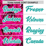 Custom Pink White Split Rose Print Authentic Baseball Jersey