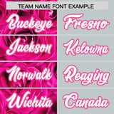 Custom Pink Silver Split Rose Print Authentic Baseball Jersey