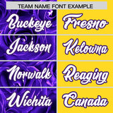 Custom Purple Gold Split Rose Print Authentic Baseball Jersey