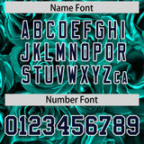 Custom Aqua Silver Split Rose Print Authentic Baseball Jersey