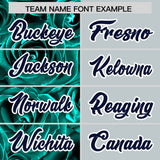 Custom Aqua Silver Split Rose Print Authentic Baseball Jersey