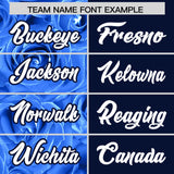 Custom Powder Blue Navy Split Rose Print Authentic Baseball Jersey