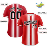 Custom Red White Lapel Gradient Fashion Authentic Baseball Jersey