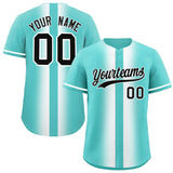 Custom Bright Green White Lapel Gradient Fashion Authentic Baseball Jersey