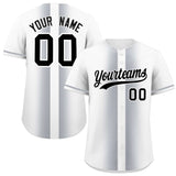 Custom White Silver Lapel Gradient Fashion Authentic Baseball Jersey