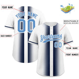 Custom White Navy Lapel Gradient Fashion Authentic Baseball Jersey