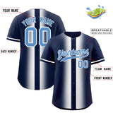 Custom Navy White Lapel Gradient Fashion Authentic Baseball Jersey
