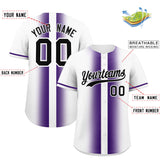 Custom White Purple Lapel Gradient Fashion Authentic Baseball Jersey