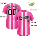 Custom Pink White Lapel Gradient Fashion Authentic Baseball Jersey
