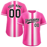 Custom Pink White Lapel Gradient Fashion Authentic Baseball Jersey