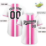 Custom White Pink Lapel Gradient Fashion Authentic Baseball Jersey